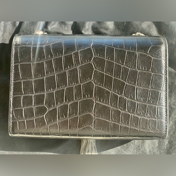 SOLD TO STORE 5A Saint Laurent YSL 100% AUTH Kate Chain Bag In Croc-Embossed - Picture 5 of 13